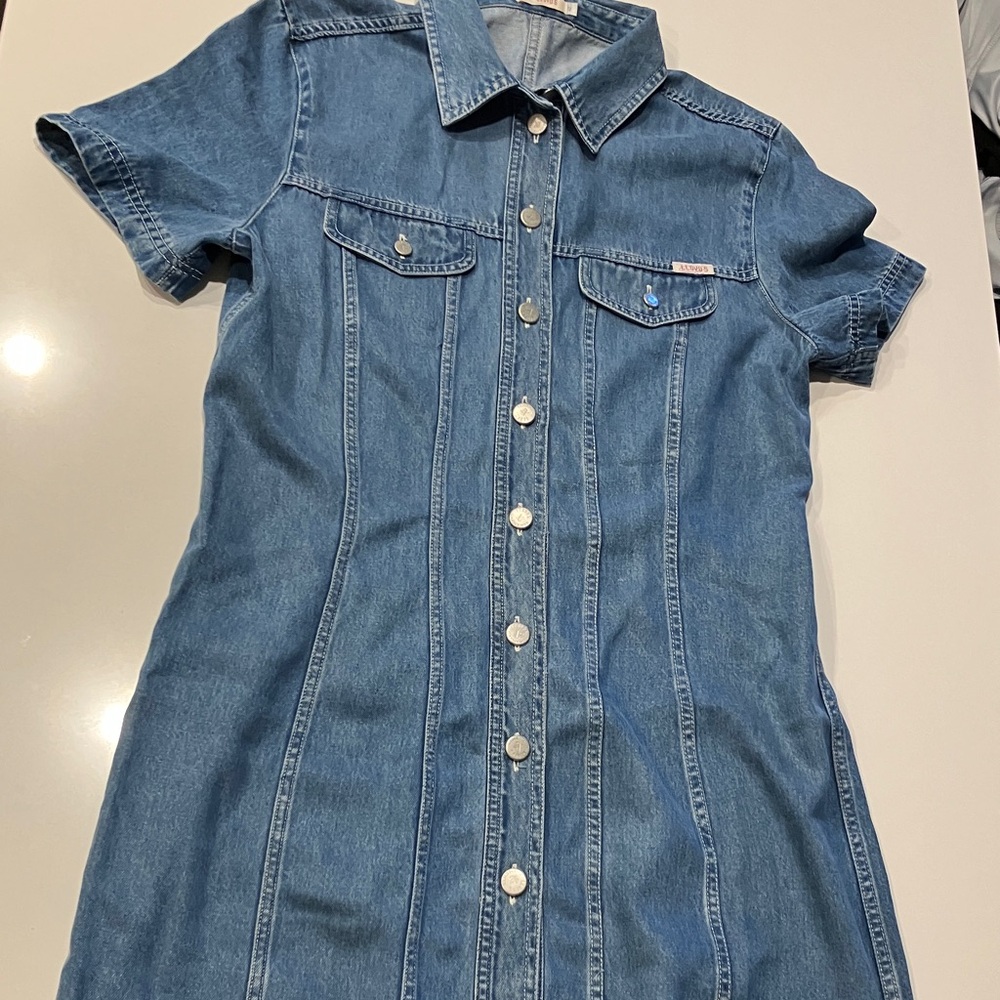 Lloyd Denim Button-Front Midi Dress - Blue